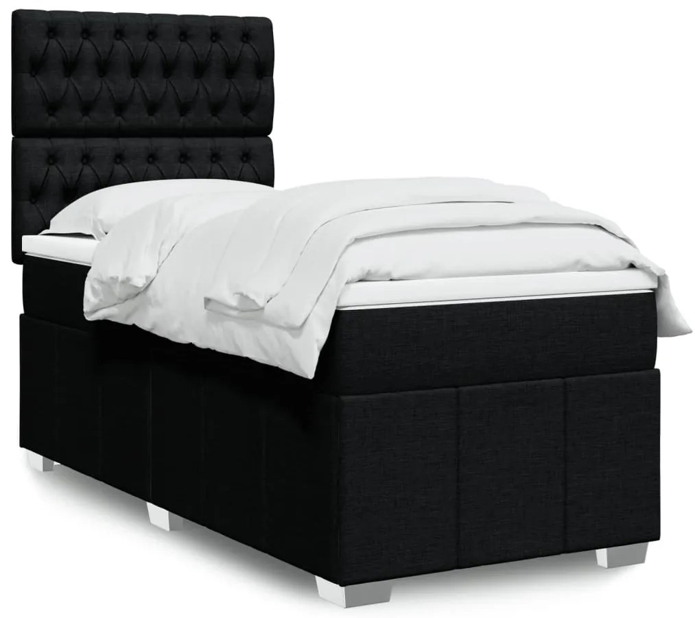 Cama com molas/colchão 90x190 cm tecido preto