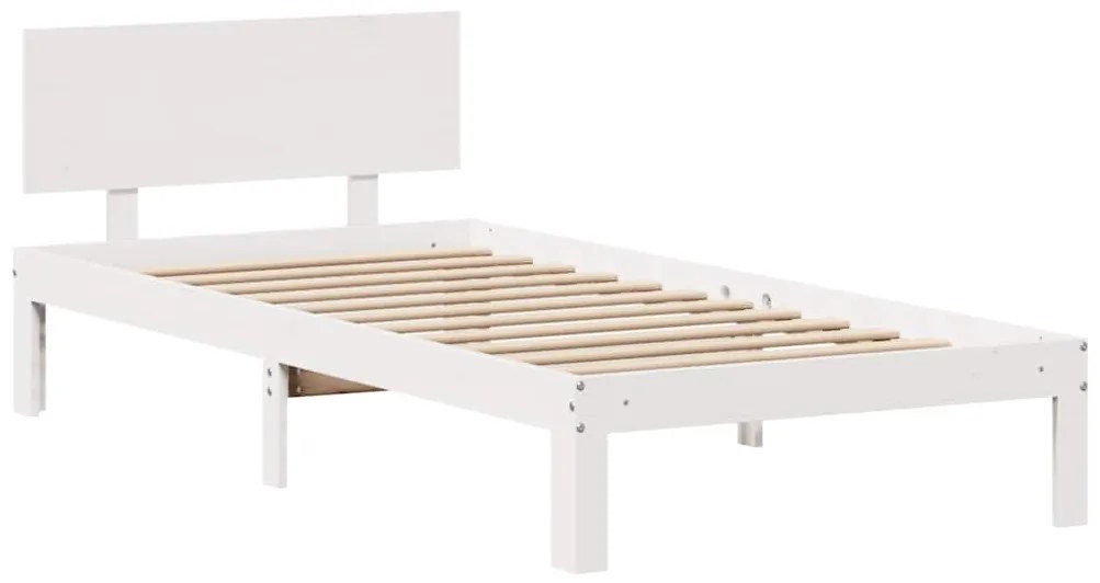 Estrutura de cama com gavetas 75x190 cm pinho maciço branco