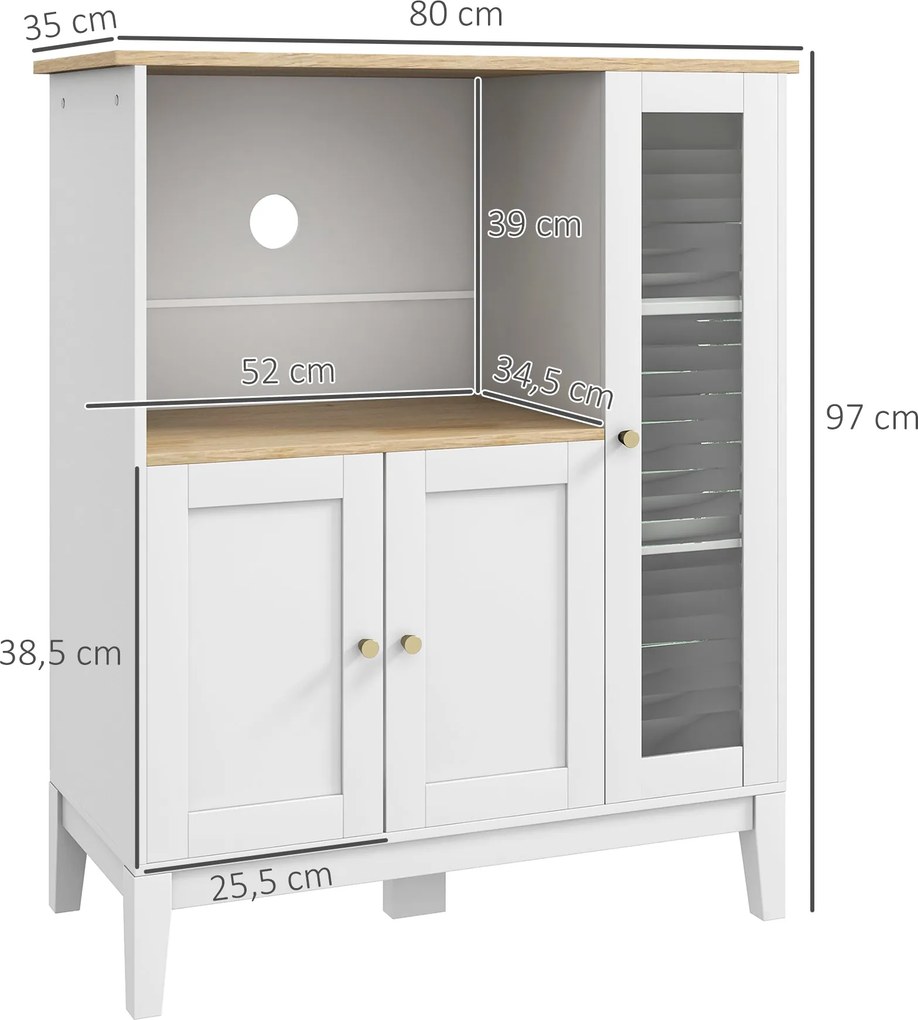 Armário de Cozinha Alba – 3 Portas, Compartimento para Micro-ondas e P