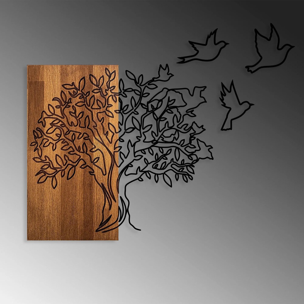 Acessório Decorativo de Parede Ma-391 – Nogueira e Preto – 61 x 58 cm