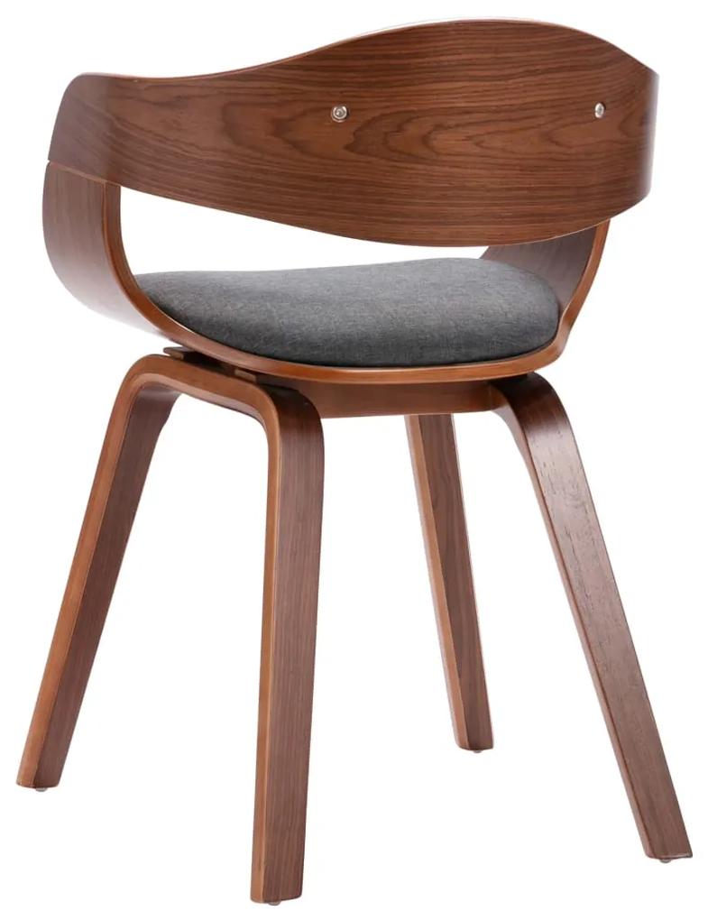 Cadeiras de jantar 2 pcs madeira curvada e tecido cinzento