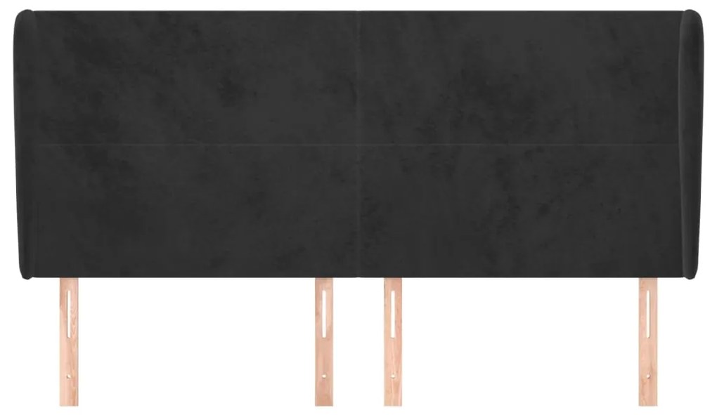 Cabeceira de cama c/ abas veludo 183x23x118/128 cm preto