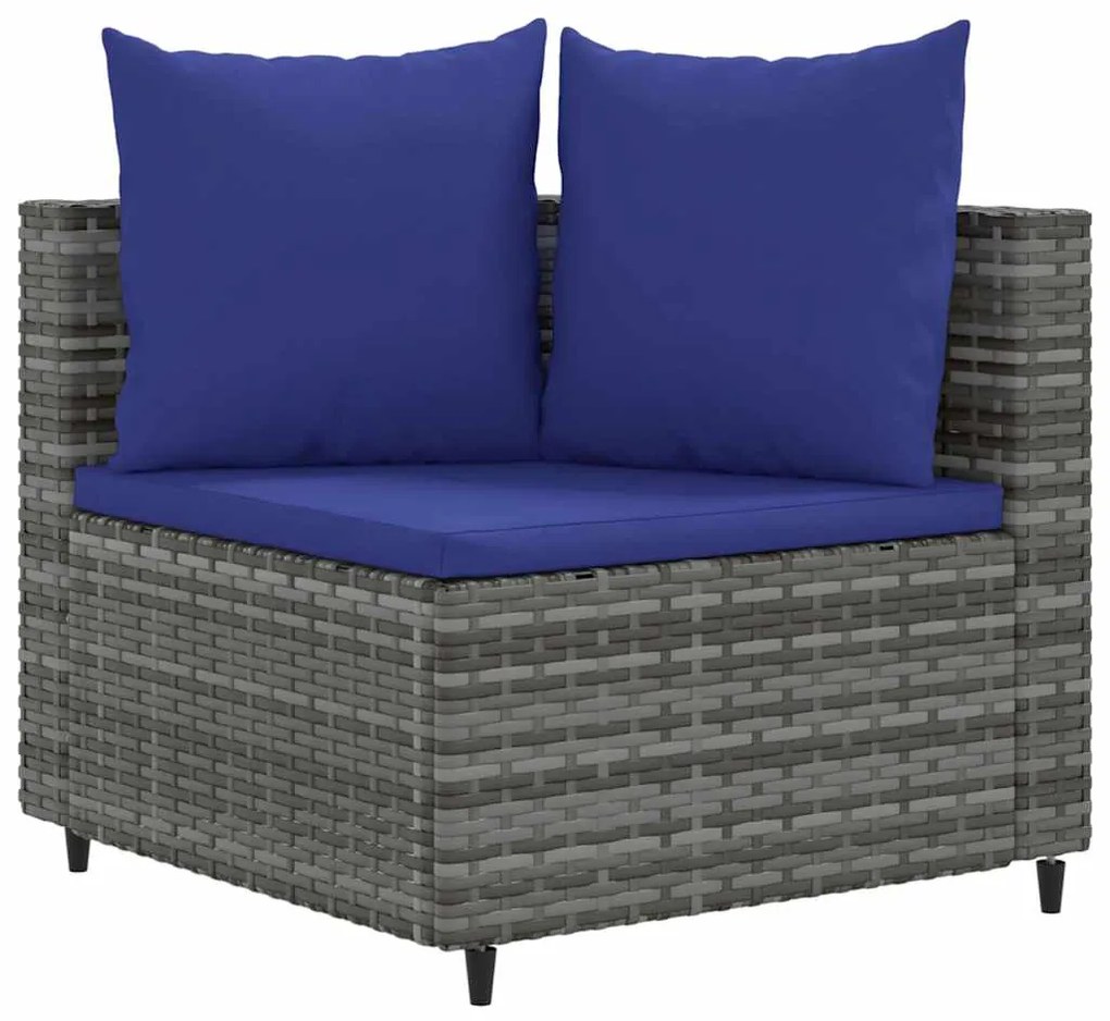6 pcs conjunto sofás de jardim com almofadões vime cinzento