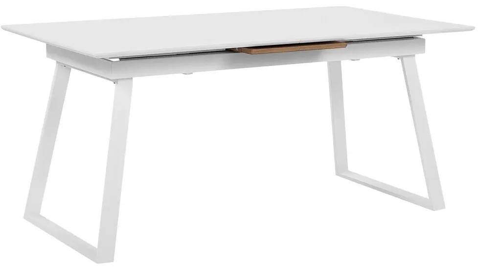 Mesa de jantar extensível branca e castanha clara 160/200 x 90 cm KALUNA Beliani