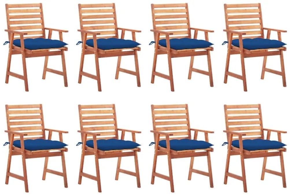 vidaXL Cadeiras de jantar p/ jardim 8 pcs c/ almofadões acácia maciça