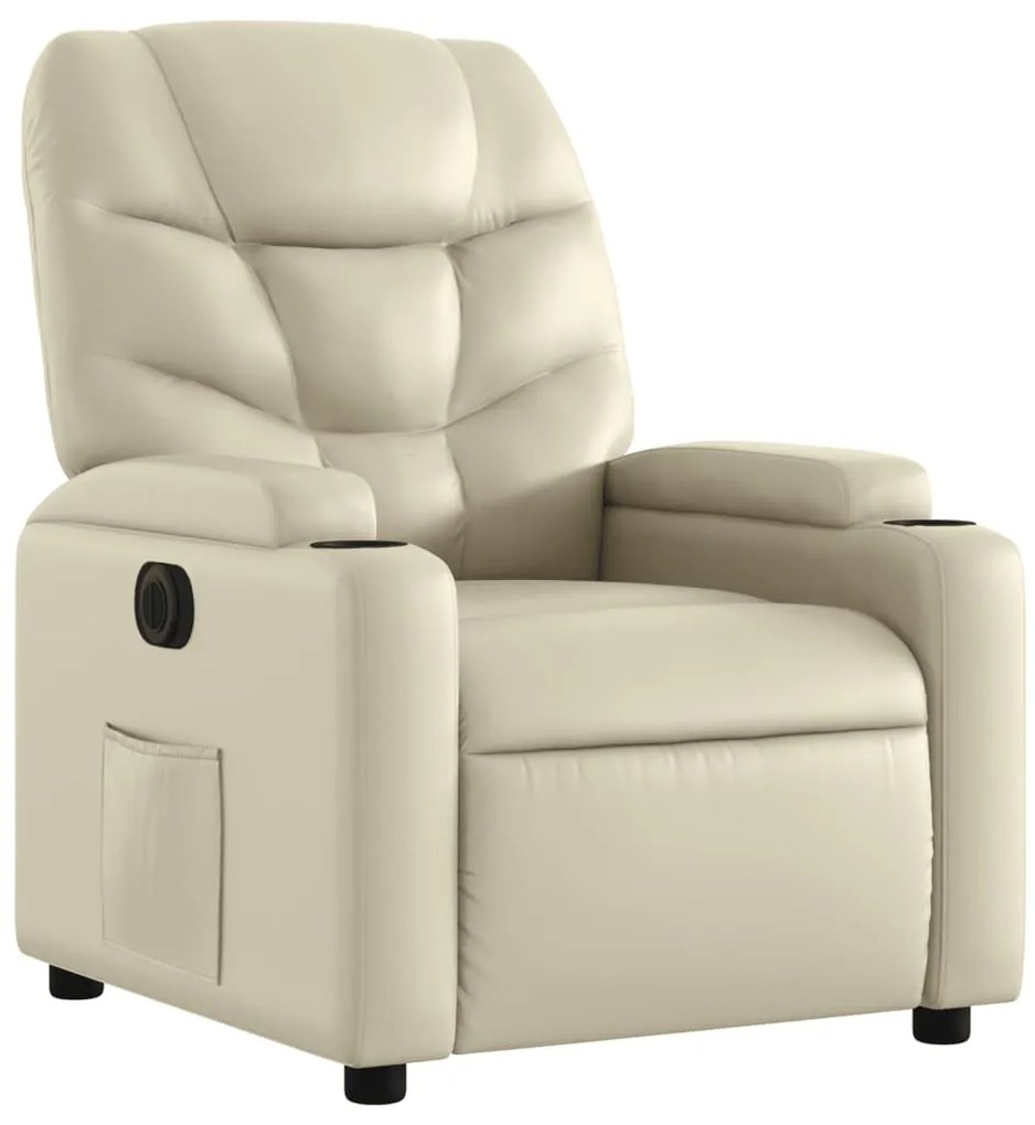 Poltrona reclinável elétrica couro artificial cor creme