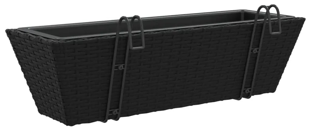 Canteiros com ganchos 2 pcs vime PE preto