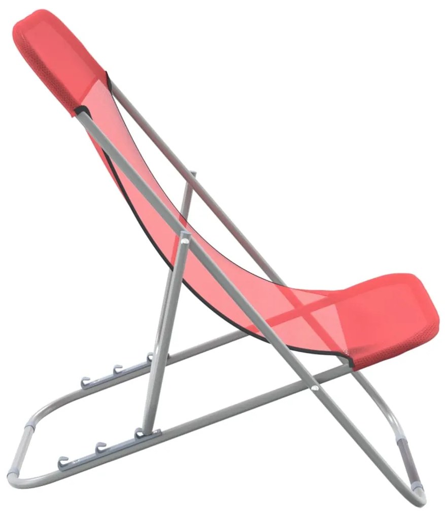 Cadeiras praia dobráveis 2pcs textilene/aço revest. pó vermelho