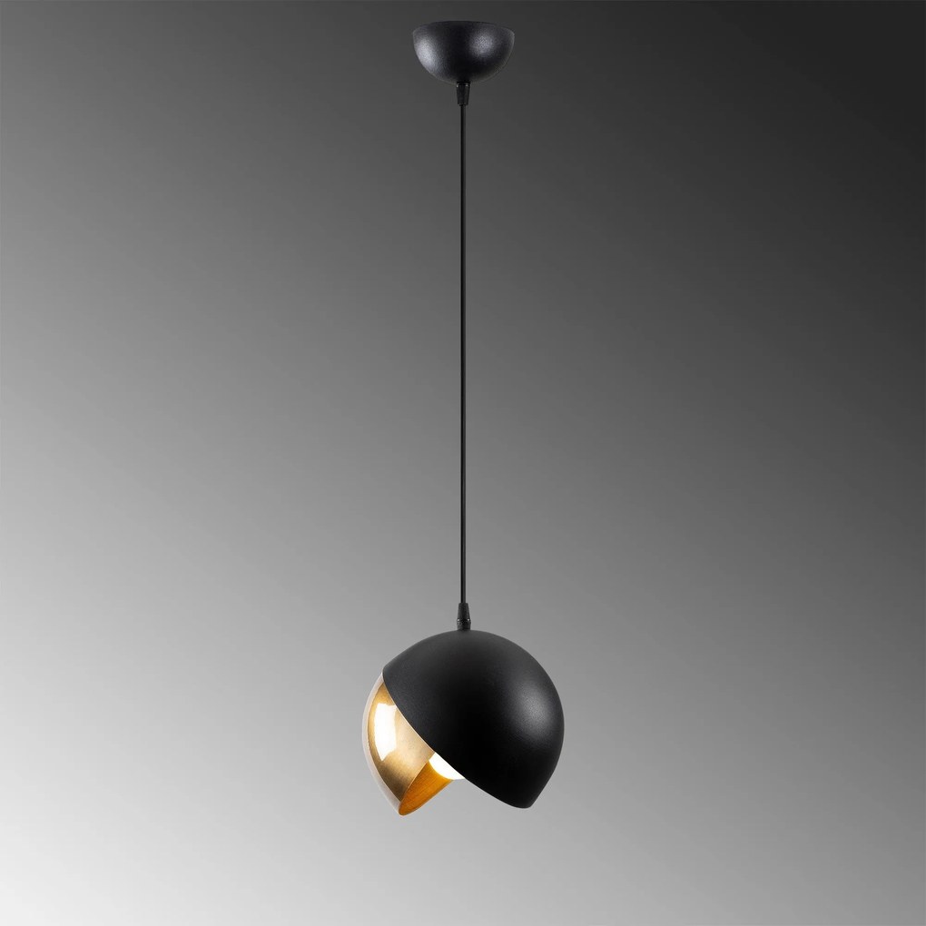 Chandelier Berceste – Preto e Dourado – Diâmetro 20 cm x Altura 114 cm