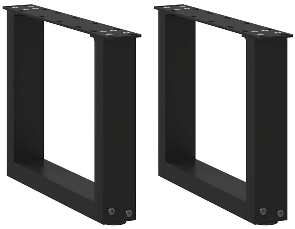 vidaXL Pés para mesa de centro em formato de U, 2 peças, preto, 40x(30-31) cm, aço
