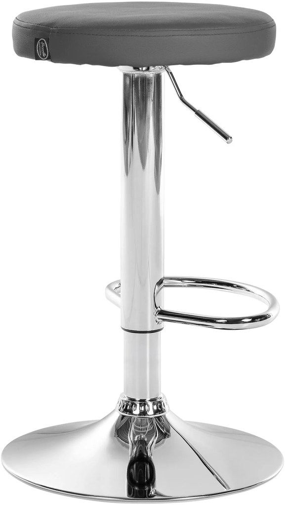 Banco de bar Ponte em couro sintético e com estrutura cromada 38,5 x 60-81 x 38,5 cm Cinzento