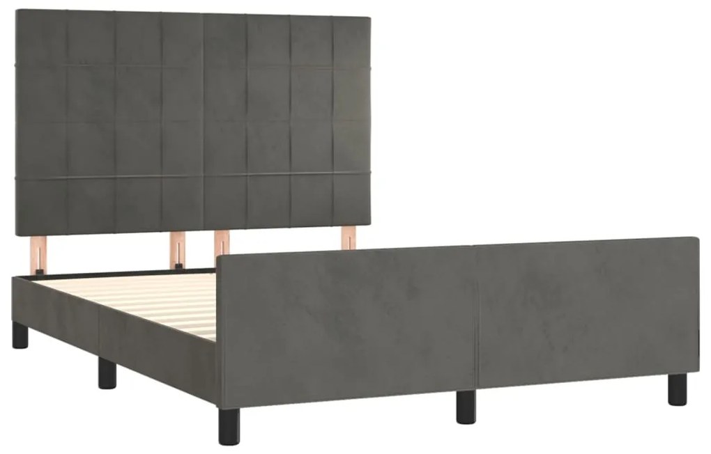 Estrutura de cama sem colchão 140x190 cm veludo cinzento-escuro