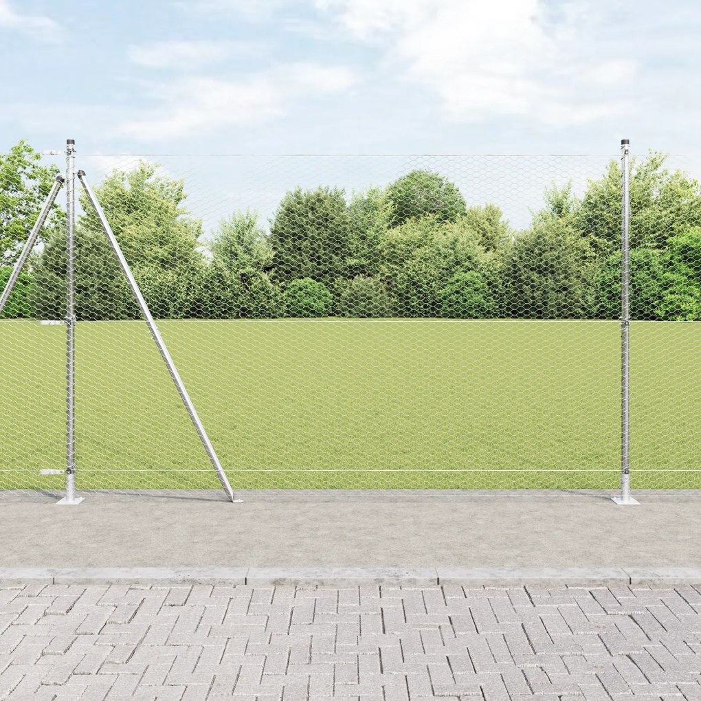 Conjunto de Cercas Conjunto de 2 Aço galvanizado 25 x 1,5 m