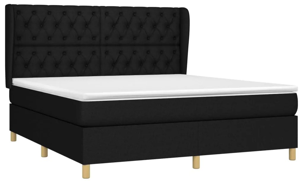 Cama com molas/colchão 160x200 cm tecido preto