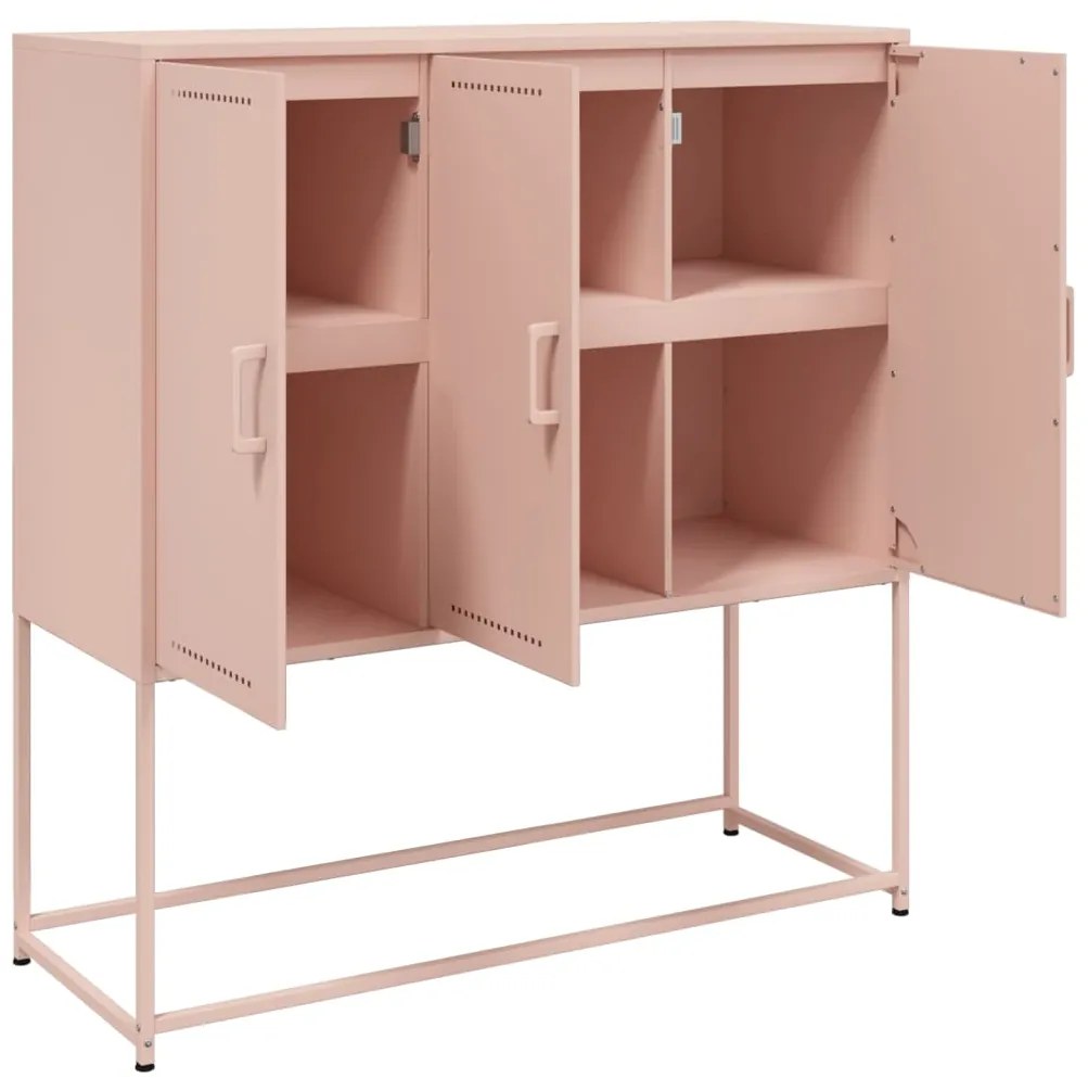 Aparador alto 100,5x39x107 cm aço rosa