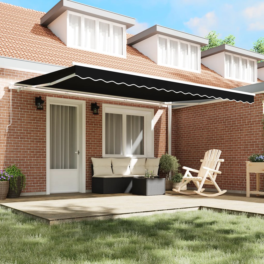 Toldo Retrátil Manual vidaXL Preto 450x350 cm