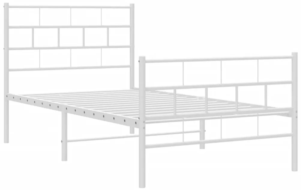 Estrutura de cama com cabeceira e pés 107x203 cm metal branco