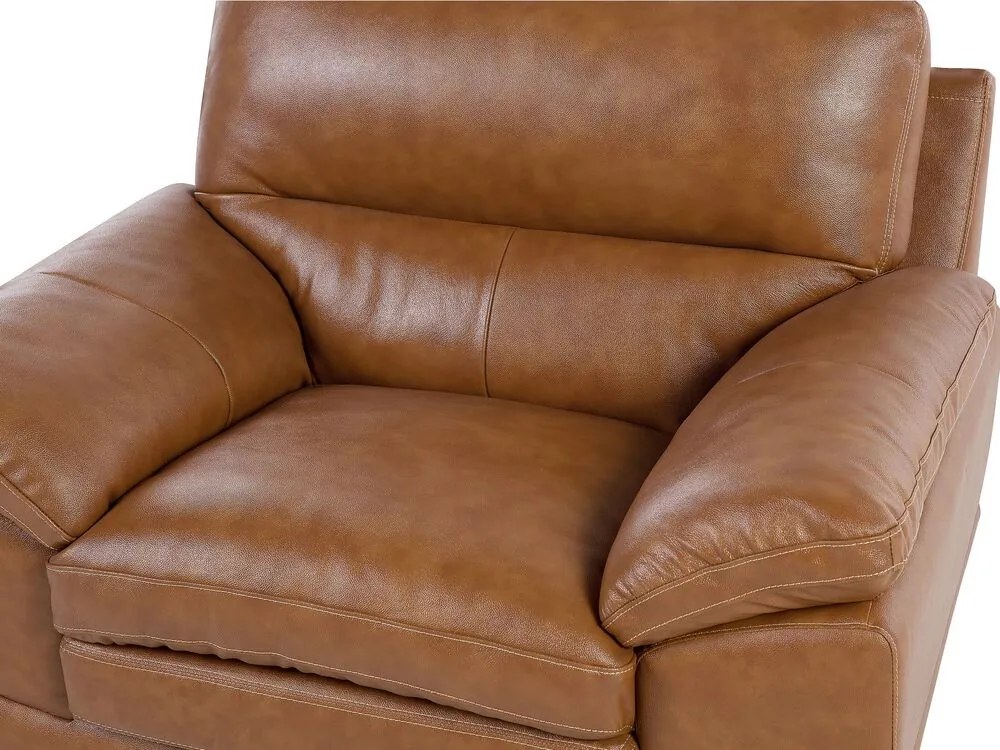 Conjunto de sofás com 4 lugares em pele castanha dourada HORTEN Beliani