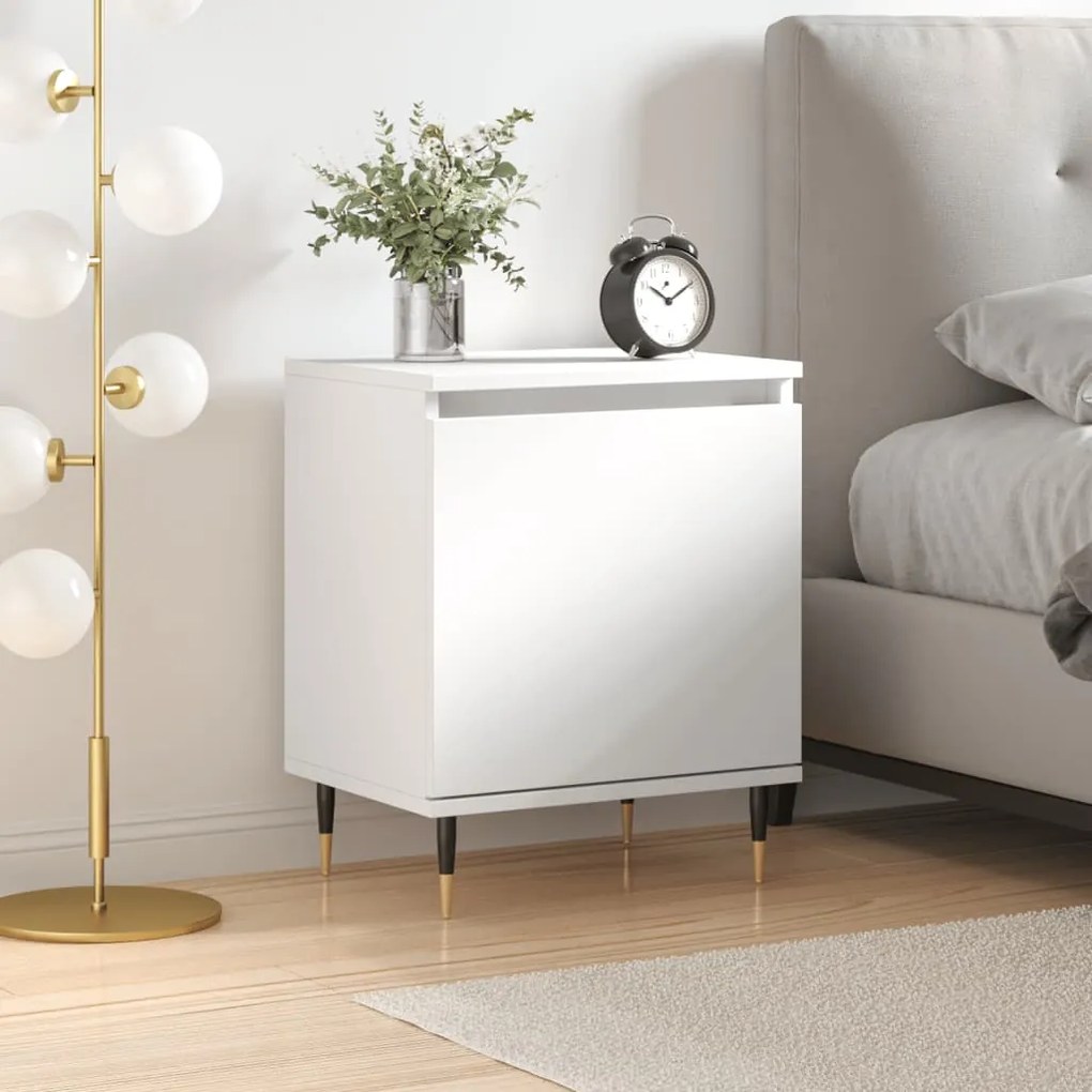 vidaXL Mesa de cabeceira 40x30x50 cm derivados de madeira branco