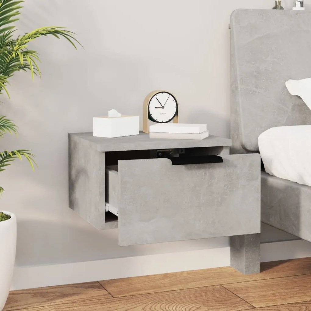 Mesas de cabeceira parede 2 pcs 34x30x20 cm cinza cimento