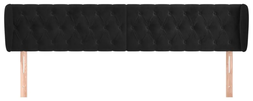 Cabeceira de cama c/ abas veludo 183x23x78/88 cm preto