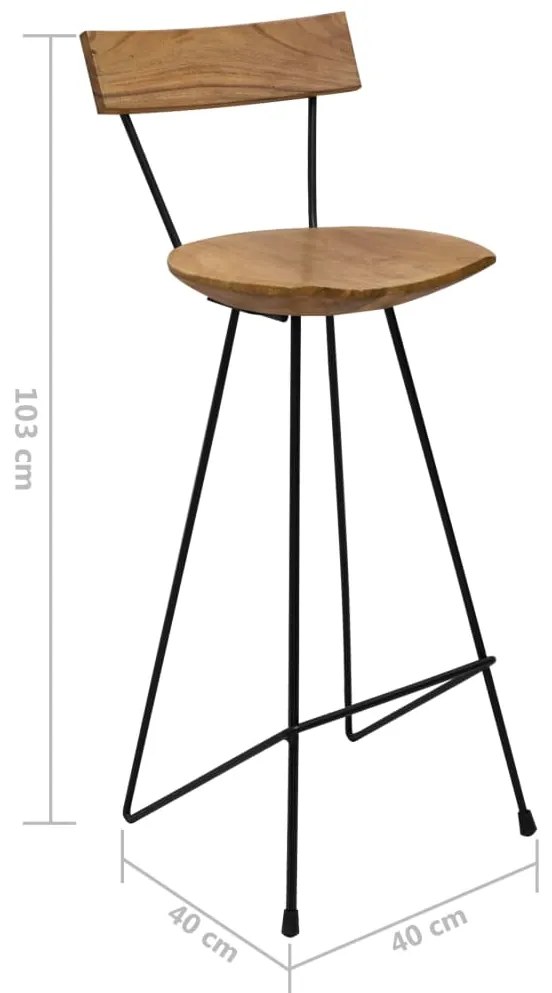 Bancos de bar 2 pcs madeira de teca maciça