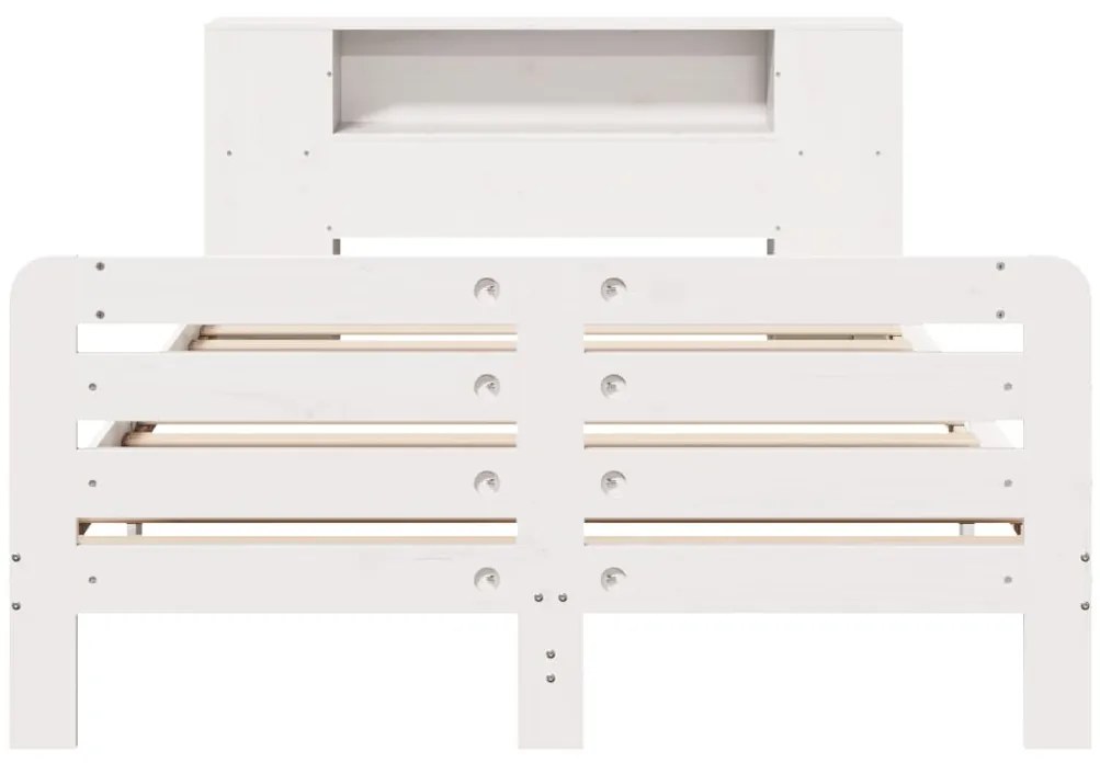 Cama sem colchão 135x190 cm madeira de pinho maciça branco