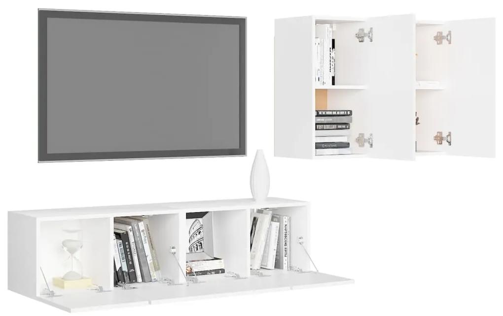 Conjunto de 4 Móveis de Parede de TV Régua S - Branco - Design Moderno