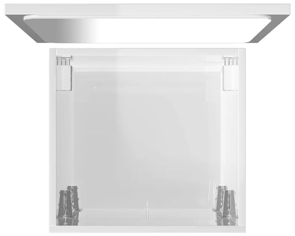 2 pcs conj. móveis casa de banho contraplacado branco brilhante