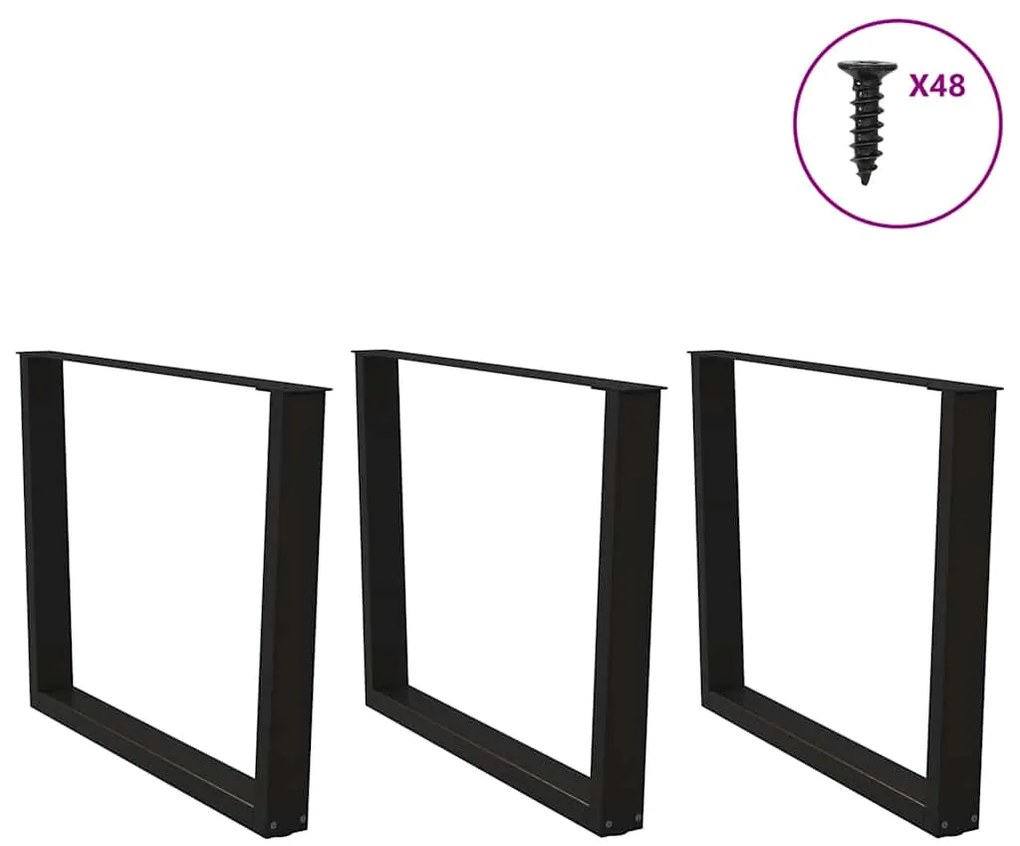 Pernas para mesa de jantar em V 3 peças, pretas, 100x(72-73,3) cm, aço