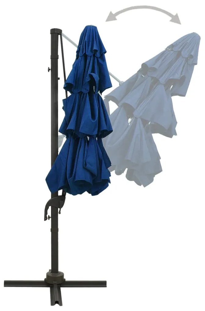 Guarda-sol jardim 4 camadas c/ poste alumínio 3x3 m azul-ciano