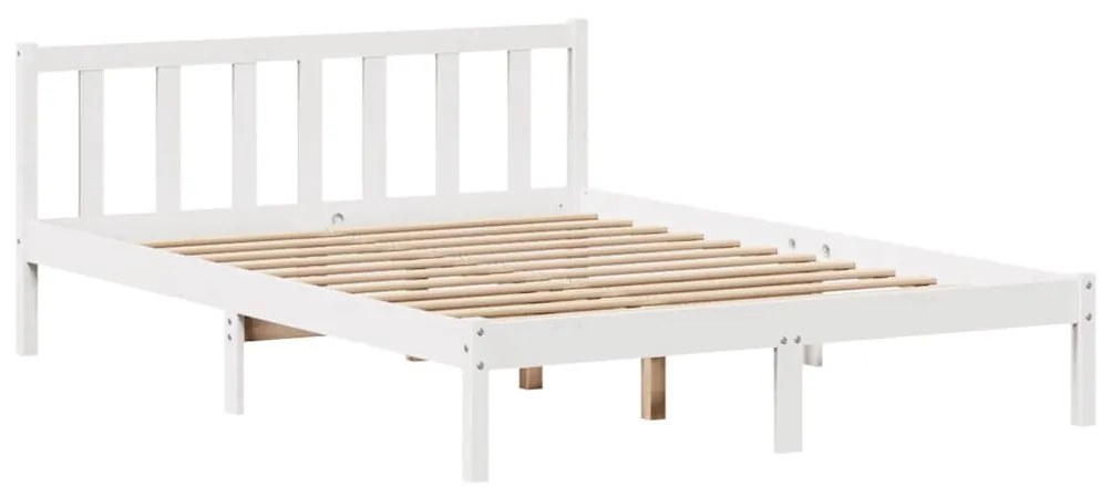 Cama sem colchão 160x200 cm madeira de pinho maciça branco