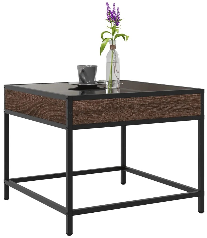Mesa de centro luzes LED Infinity 50x50x41 cm carvalho castanho