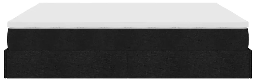 Estrutura de cama otomana com colchão 160x200 cm tecido preto