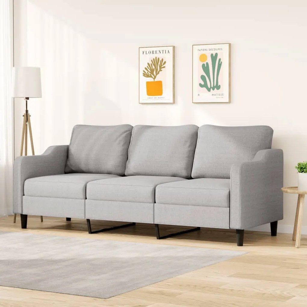 vidaXL Sofá de 3 lugares 210 cm tecido cinza-claro