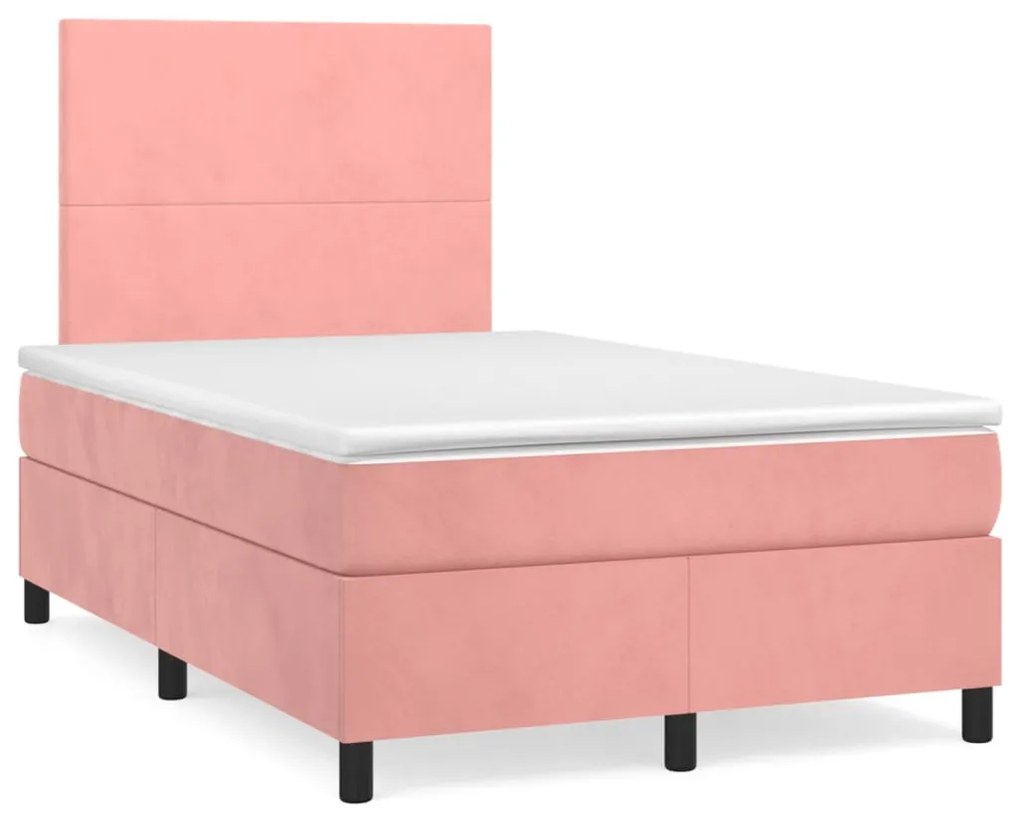 Cama boxspring com colchão 120x190 cm veludo rosa