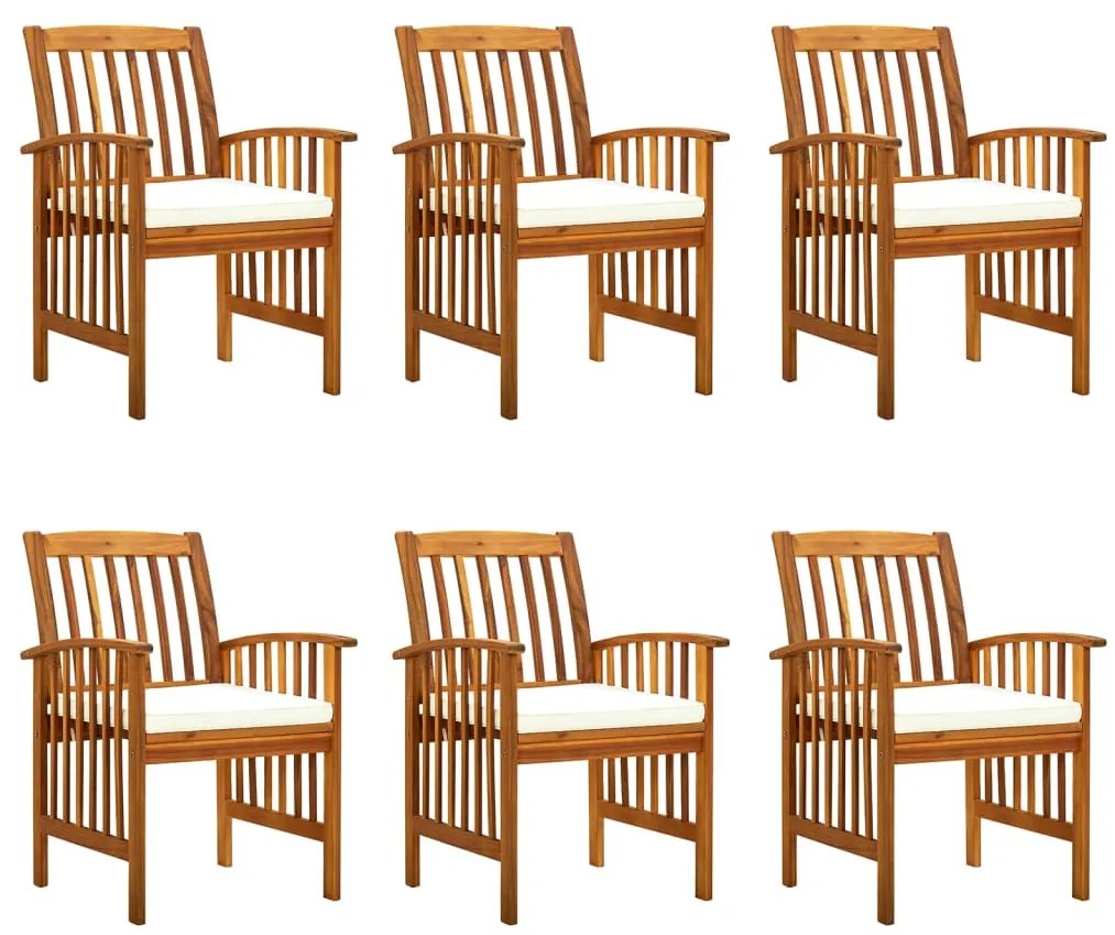 vidaXL Cadeiras de jantar p/ jardim 6 pcs c/ almofadões acácia maciça