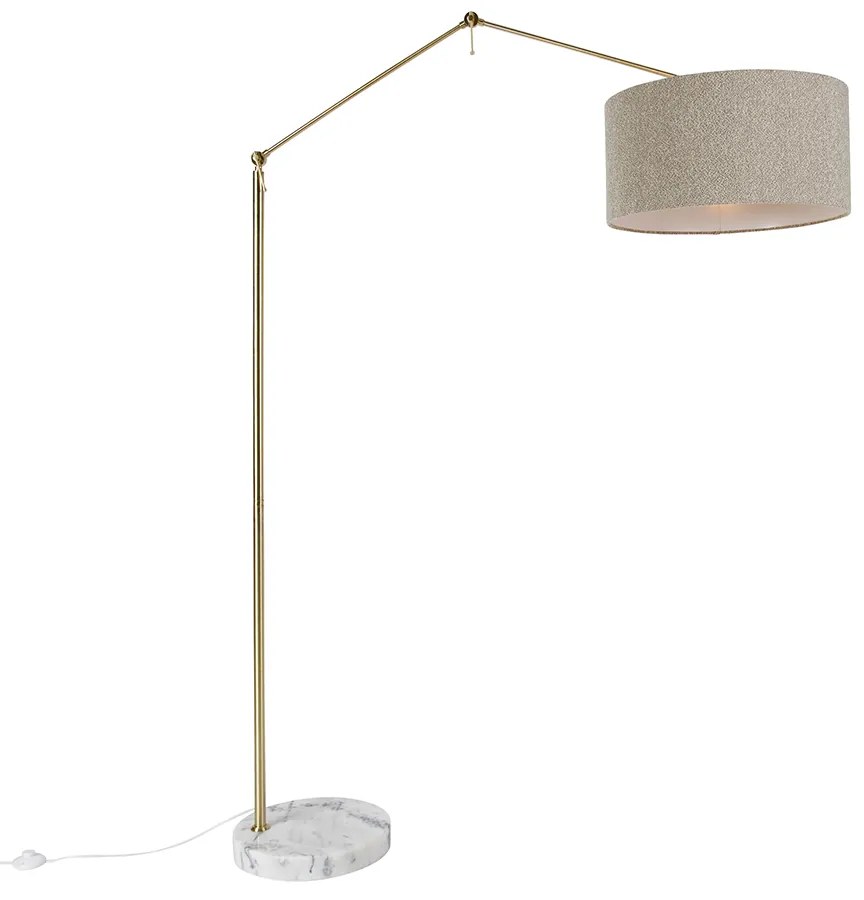 Candeeiro de pé dourado com abajur em bouclé castanho 50 cm regulável - Editor Design,Moderno