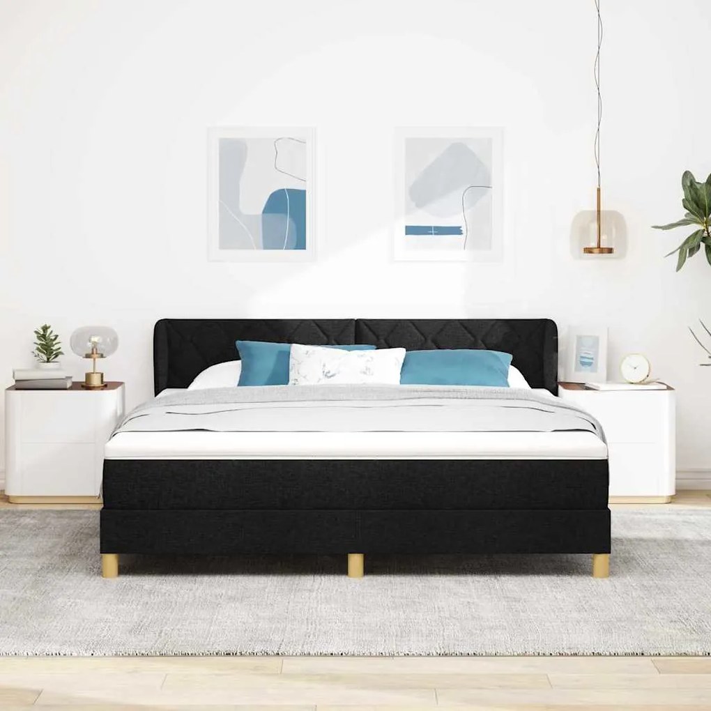 Cama Box Spring com Colchão vidaXL Preto 180x200 cm Tecido
