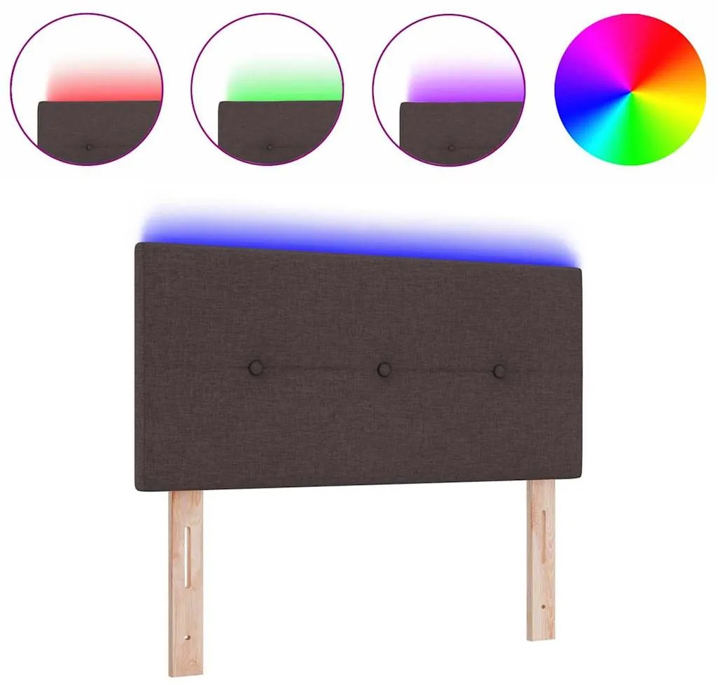 Cabeceira LED marrom escuro com botões, 80cm