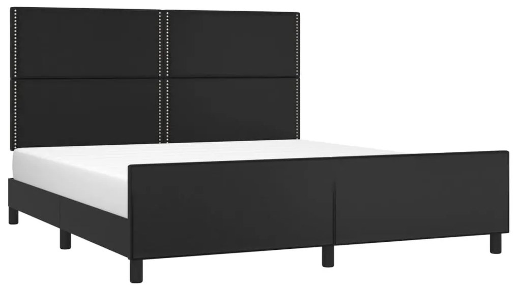 Estrutura cama c/ cabeceira 160x200 cm couro artificial preto