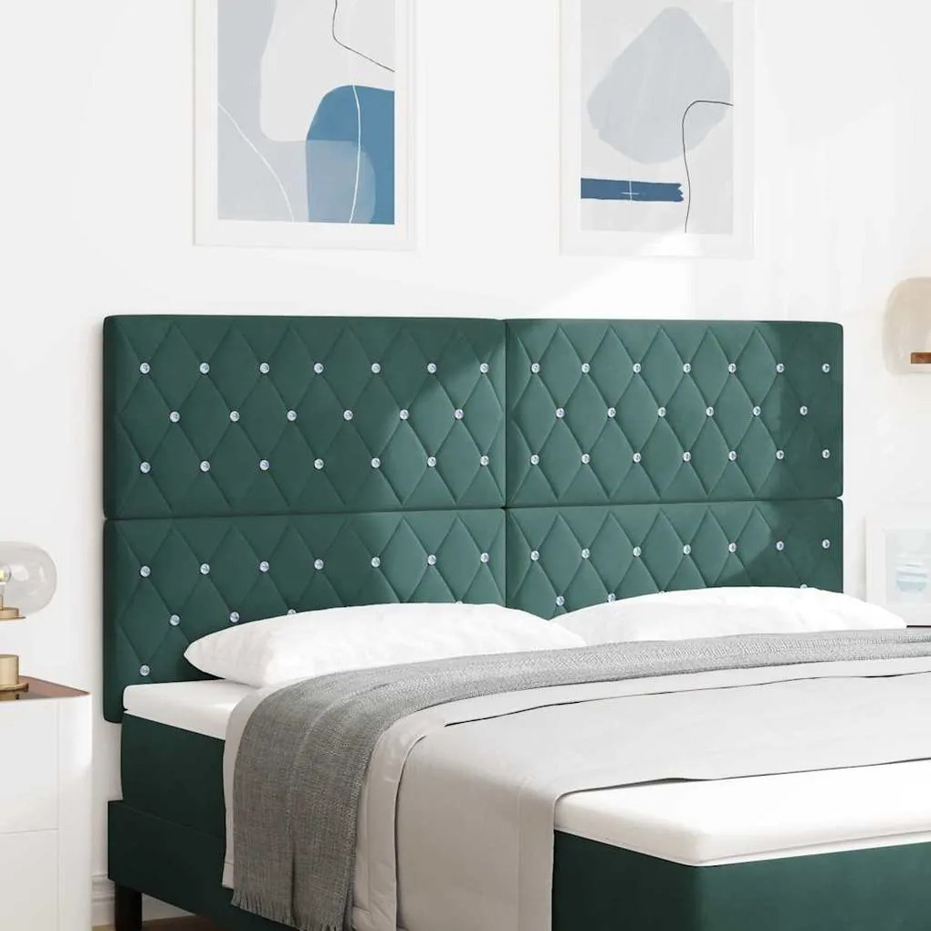 vidaXL Cabeceira de Veludo Argyle Manual Verde-escuro 180 cm Veludo