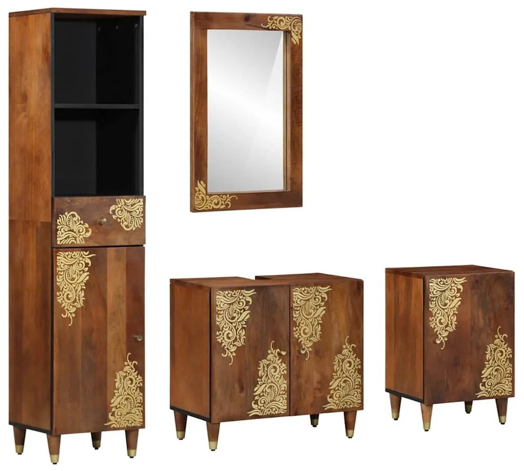 vidaXL Conjunto de Móveis pra Banheiro 4 pcs Castanho 62 x 33 x 58 cm