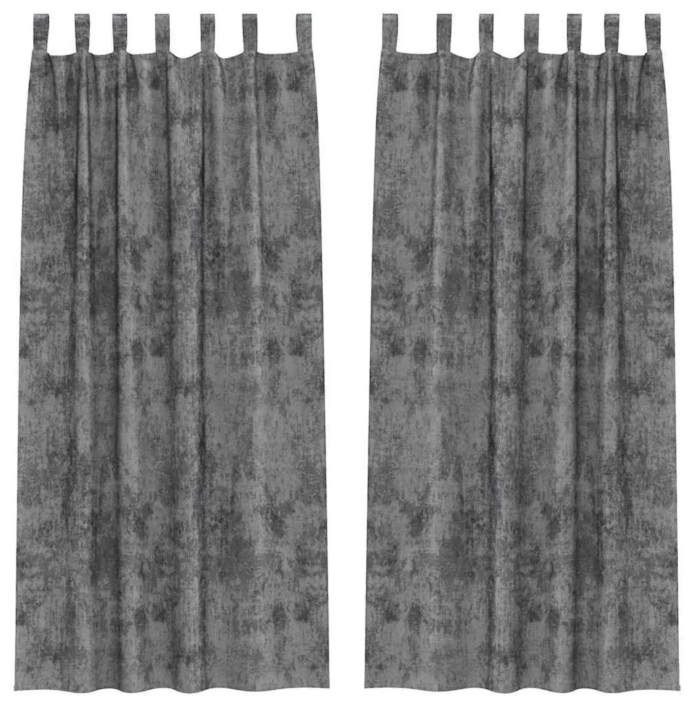 Conjunto com 2 Cortinas de Veludo com Ilhós Cinza 225x140 cm