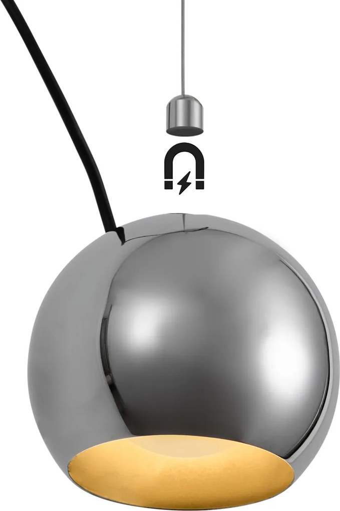 Candeeiro pendente de design cromado para sistema de calha monofásico - Slimline Sara