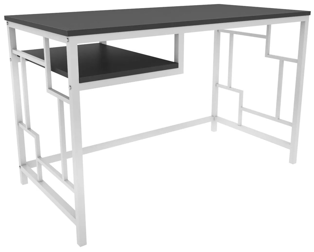 Secretária de Estudo Kennesaw - Branco Antracite - 120x60x74.8 cm