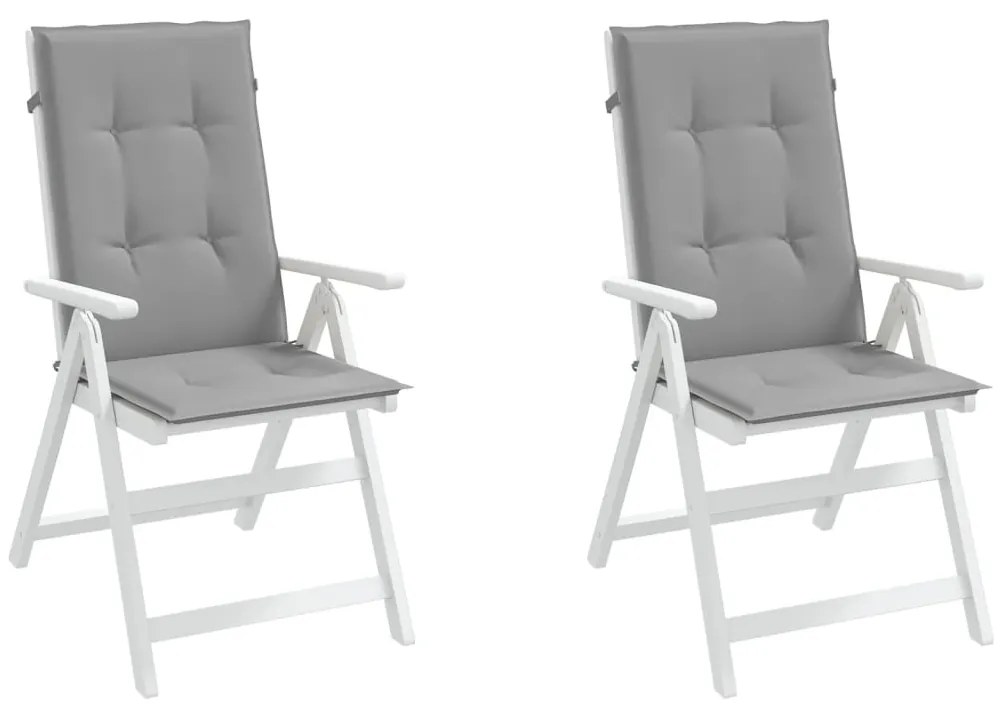 Almofadões para cadeiras altas de jardim 2 pcs tecido cinzento