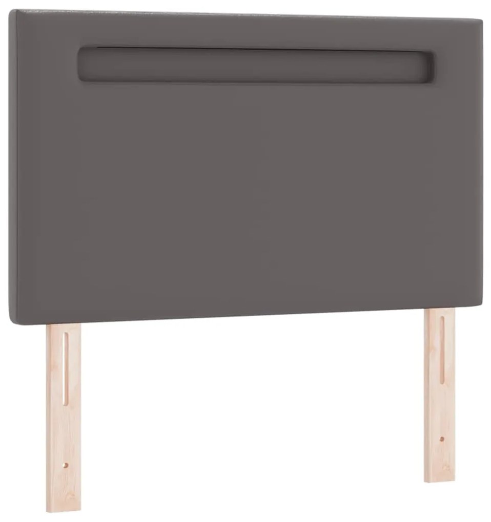Cama Box com Colchão em Cinza, 100 x 200 cm, Couro Sintético