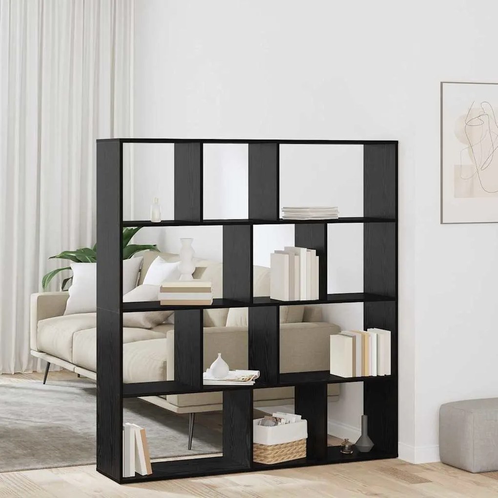 vidaXL Gabinete de Livros Carvalho preto 132 x 29 x 141.5 cm