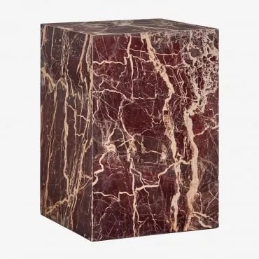 Pack De 2 Mesas De Cabeceira Quadradas 35x35 Cm Em Pedra Natural Aluret Mármore Vermelho Cherry Gold - Sklum